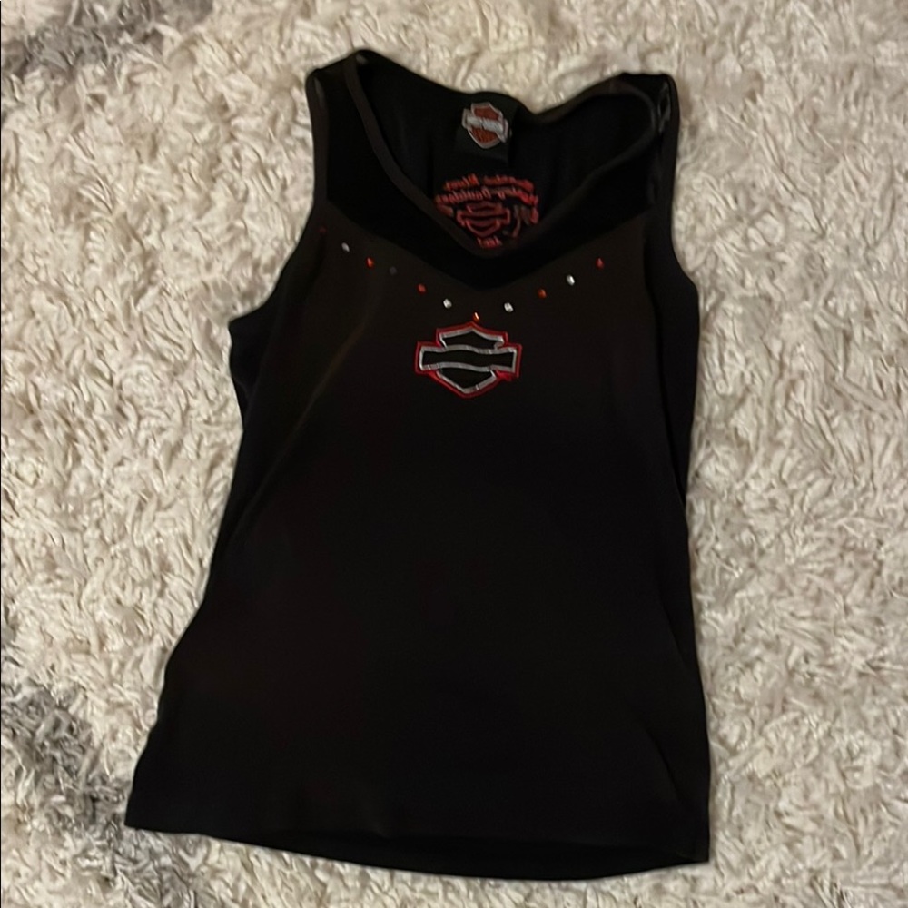 Harley-Davidson Black Tank Top with Red Accents